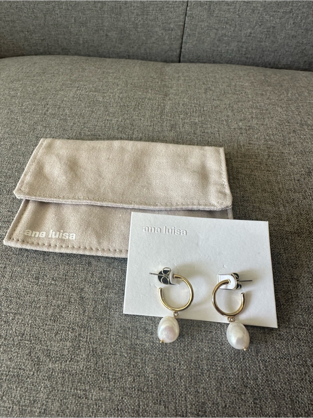 Ana Luisa Nuria Small Pearl 14K Gold Plated Hoop Earrings
